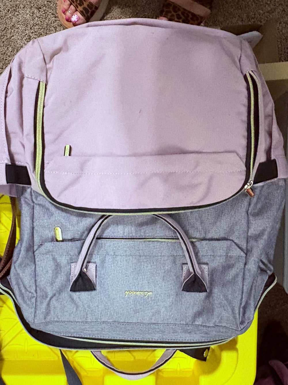 Light Purple and Gray Men's Backpack with Multiple Compartments